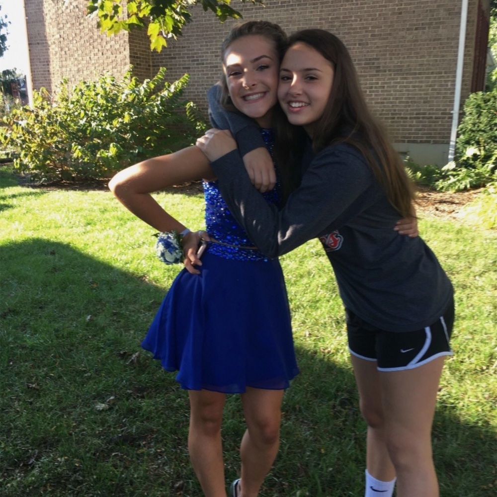 Royal Blue Rhinestone Top/Rim of Skirt Hoco Dress
